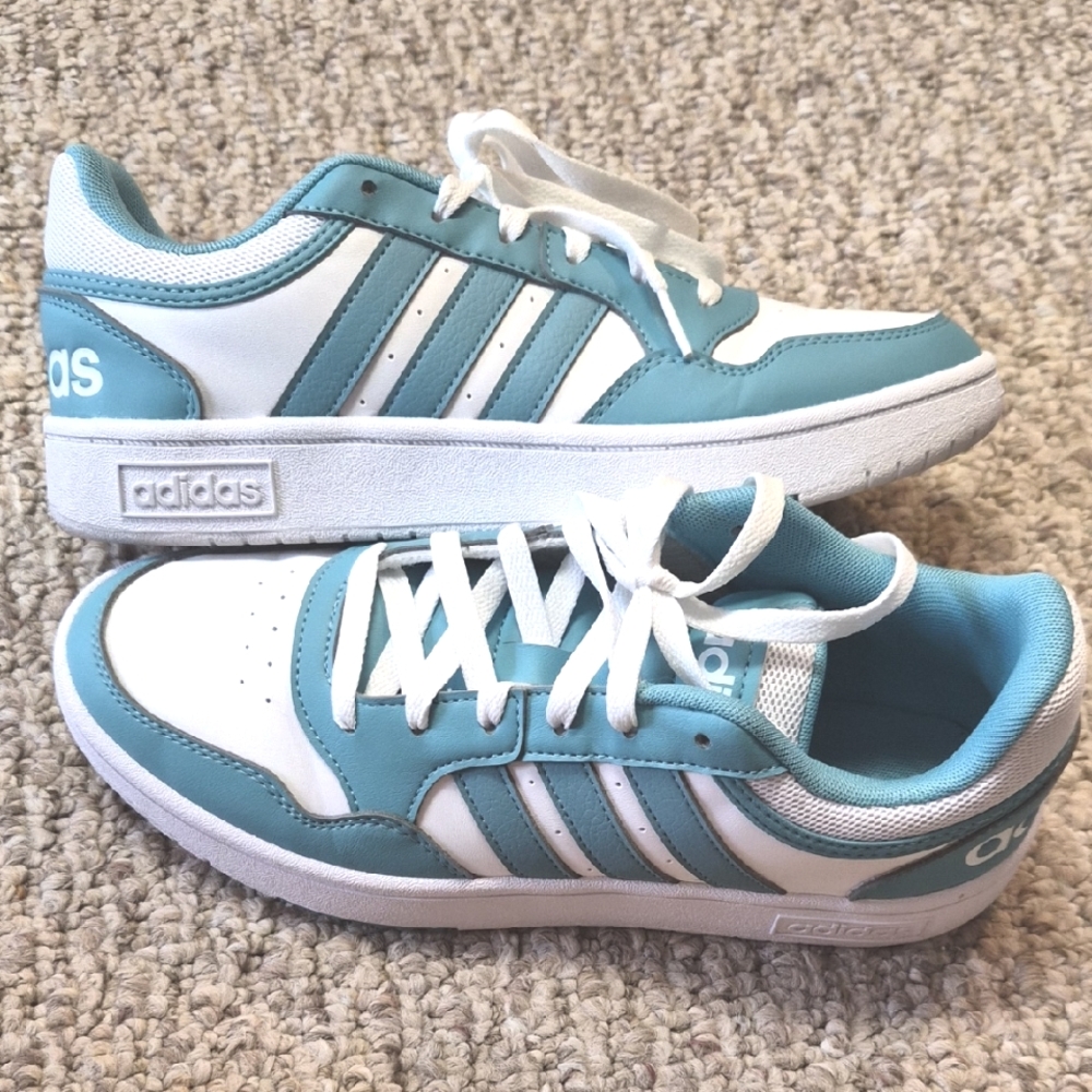 Adidas Womens White and Blue Sneakers